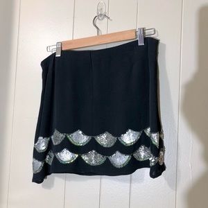 Morgan De Toi Black Sequin Scallop Skirt